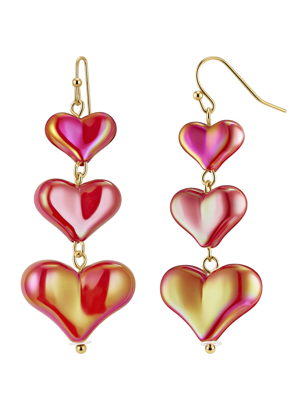Unknown Brand Pink-Red Gradient Heart Drop Earrings